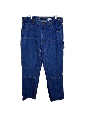 Vintage Key Double-Knee Denim Carpenter Jeans, Dark Wash, Work Jeans, Size 40x32
